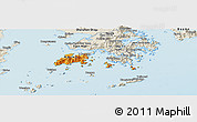 Political Panoramic Map of Islands, shaded relief outside