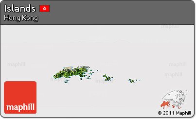 Satellite Panoramic Map of Islands, cropped outside