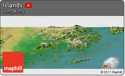 Satellite Panoramic Map of Islands