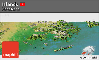 Satellite Panoramic Map of Islands