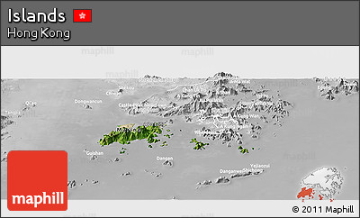 Satellite Panoramic Map of Islands, lighten, desaturated