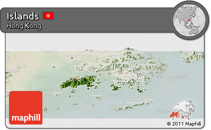 Satellite Panoramic Map of Islands, lighten