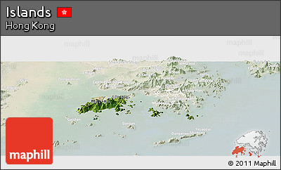 Satellite Panoramic Map of Islands, lighten