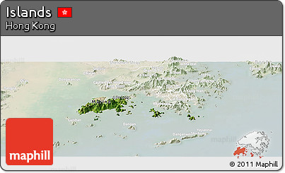 Satellite Panoramic Map of Islands, lighten