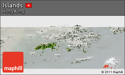 Satellite Panoramic Map of Islands, lighten, semi-desaturated