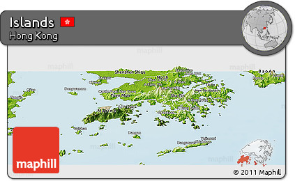 Satellite Panoramic Map of Islands, physical outside