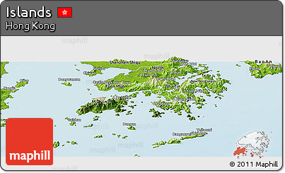 Satellite Panoramic Map of Islands, physical outside