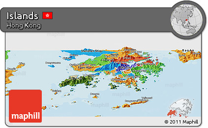 Satellite Panoramic Map of Islands, political outside