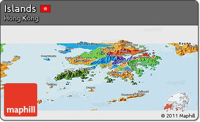 Satellite Panoramic Map of Islands, political outside