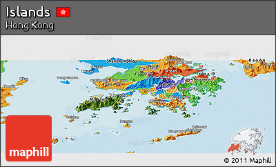 Satellite Panoramic Map of Islands, political outside