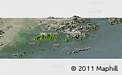 Satellite Panoramic Map of Islands, semi-desaturated
