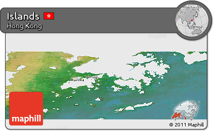 Satellite Panoramic Map of Islands, single color outside