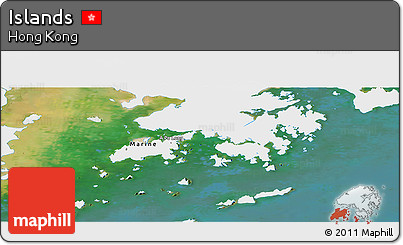 Satellite Panoramic Map of Islands, single color outside