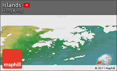 Satellite Panoramic Map of Islands, single color outside