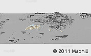 Shaded Relief Panoramic Map of Islands, darken, desaturated