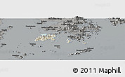 Shaded Relief Panoramic Map of Islands, darken, semi-desaturated