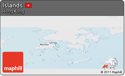 Shaded Relief Panoramic Map of Islands, single color outside