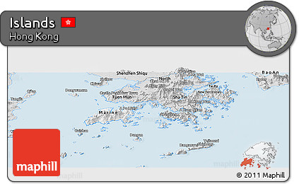 Silver Style Panoramic Map of Islands