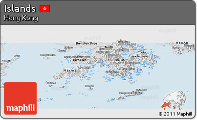Silver Style Panoramic Map of Islands