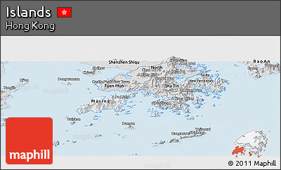 Silver Style Panoramic Map of Islands