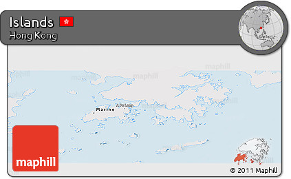 Silver Style Panoramic Map of Islands, single color outside