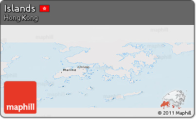 Silver Style Panoramic Map of Islands, single color outside