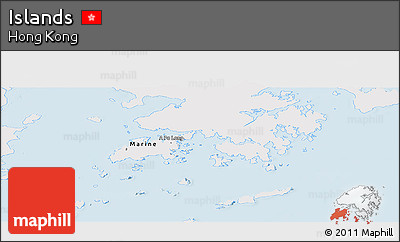 Silver Style Panoramic Map of Islands, single color outside