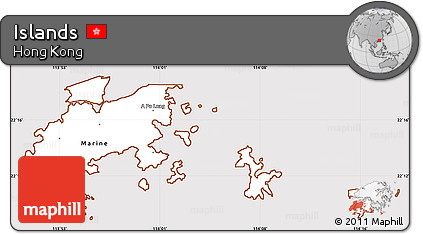 Classic Style Simple Map of Islands, cropped outside