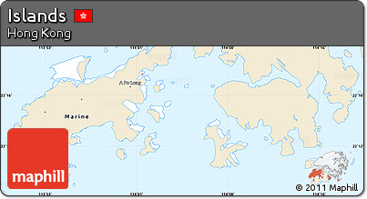 Classic Style Simple Map of Islands, single color outside
