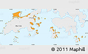 Political Simple Map of Islands, single color outside