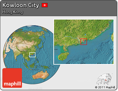 Satellite Location Map of Kowloon City, highlighted country