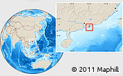 Shaded Relief Location Map of Kwun Tong, highlighted country