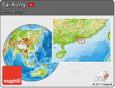 Physical Location Map of Sai Kung, highlighted country