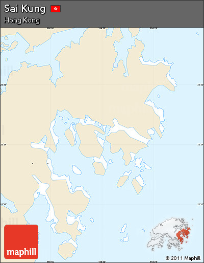 Classic Style Simple Map of Sai Kung, single color outside