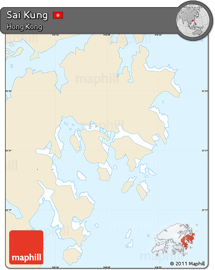 Classic Style Simple Map of Sai Kung, single color outside