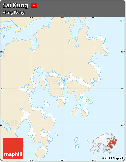 Classic Style Simple Map of Sai Kung, single color outside