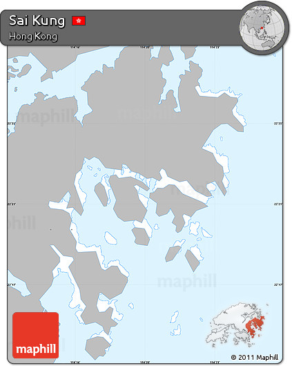Gray Simple Map of Sai Kung, single color outside