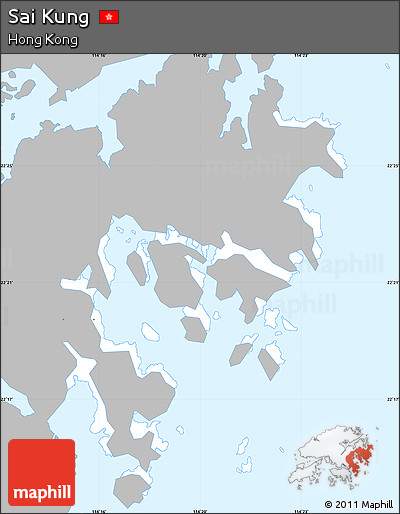 Gray Simple Map of Sai Kung, single color outside