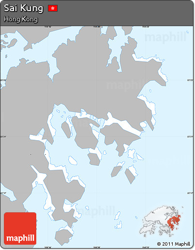 Gray Simple Map of Sai Kung, single color outside