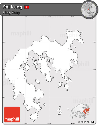 Silver Style Simple Map of Sai Kung, cropped outside