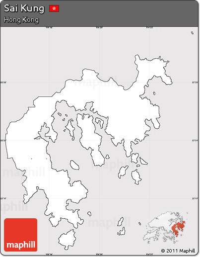 Silver Style Simple Map of Sai Kung, cropped outside