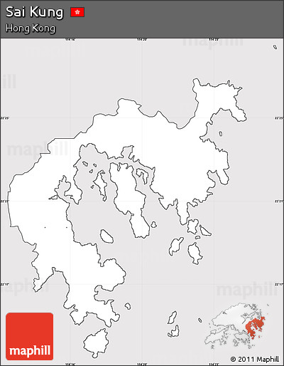 Silver Style Simple Map of Sai Kung, cropped outside