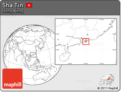 Blank Location Map of Sha Tin, highlighted country