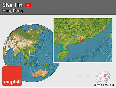 Satellite Location Map of Sha Tin, highlighted country, within the entire country