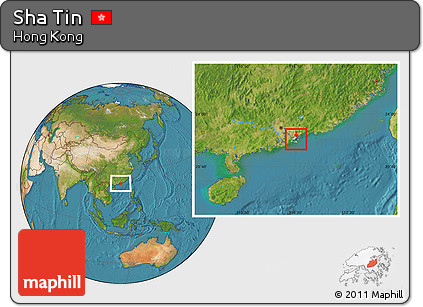Satellite Location Map of Sha Tin, highlighted country