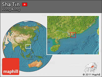 Satellite Location Map of Sha Tin, highlighted country