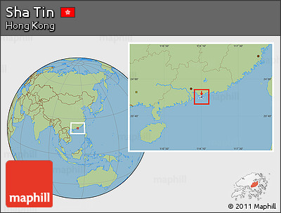 Savanna Style Location Map of Sha Tin, highlighted country, within the entire country