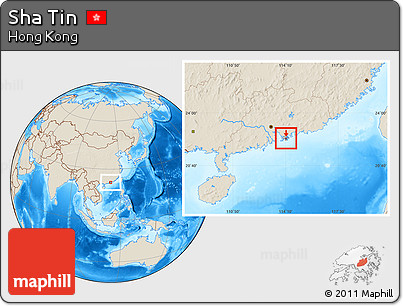 Shaded Relief Location Map of Sha Tin