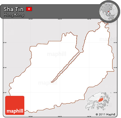 Classic Style Simple Map of Sha Tin, cropped outside