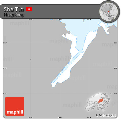 Gray Simple Map of Sha Tin, single color outside